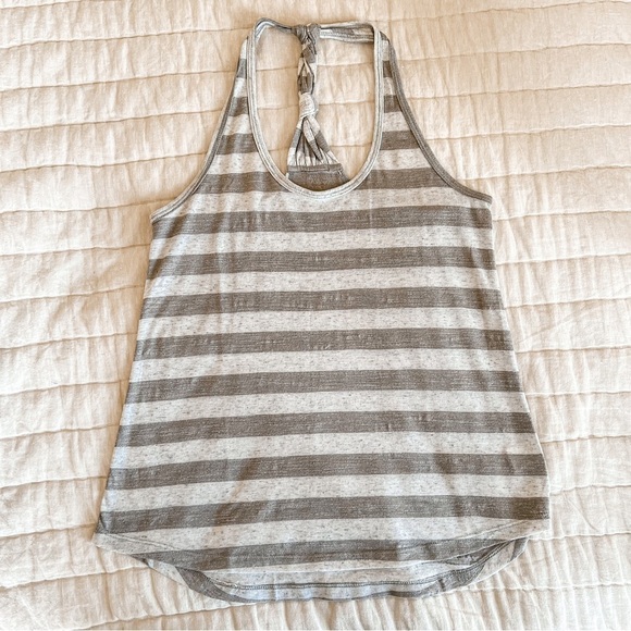 Balance Collection Grey Striped Racerback Linen Blend Tank Top Size Small - Picture 1 of 12